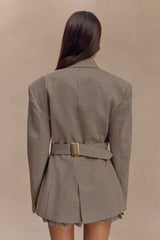 Mila Tan Check Shaped Blazer