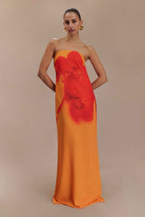 Amaya Koi Orchid Strapless Maxi Dress