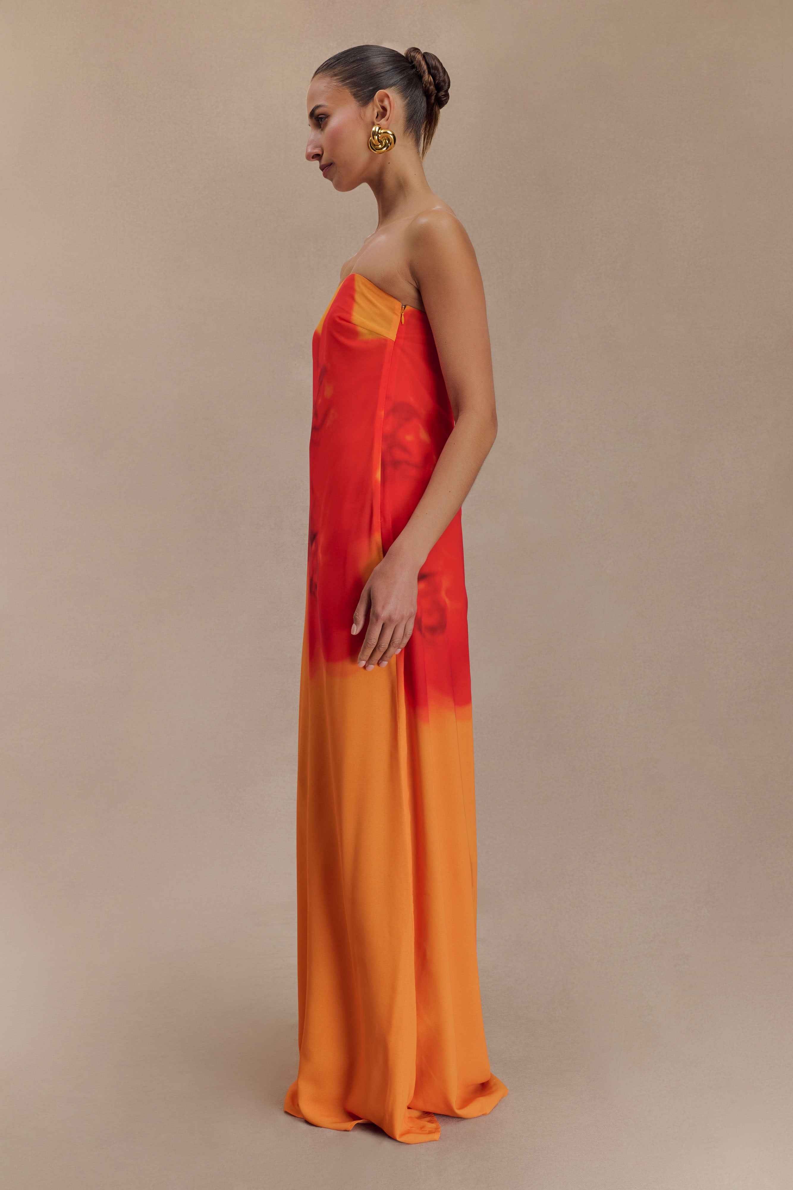Amaya Koi Orchid Strapless Maxi Dress