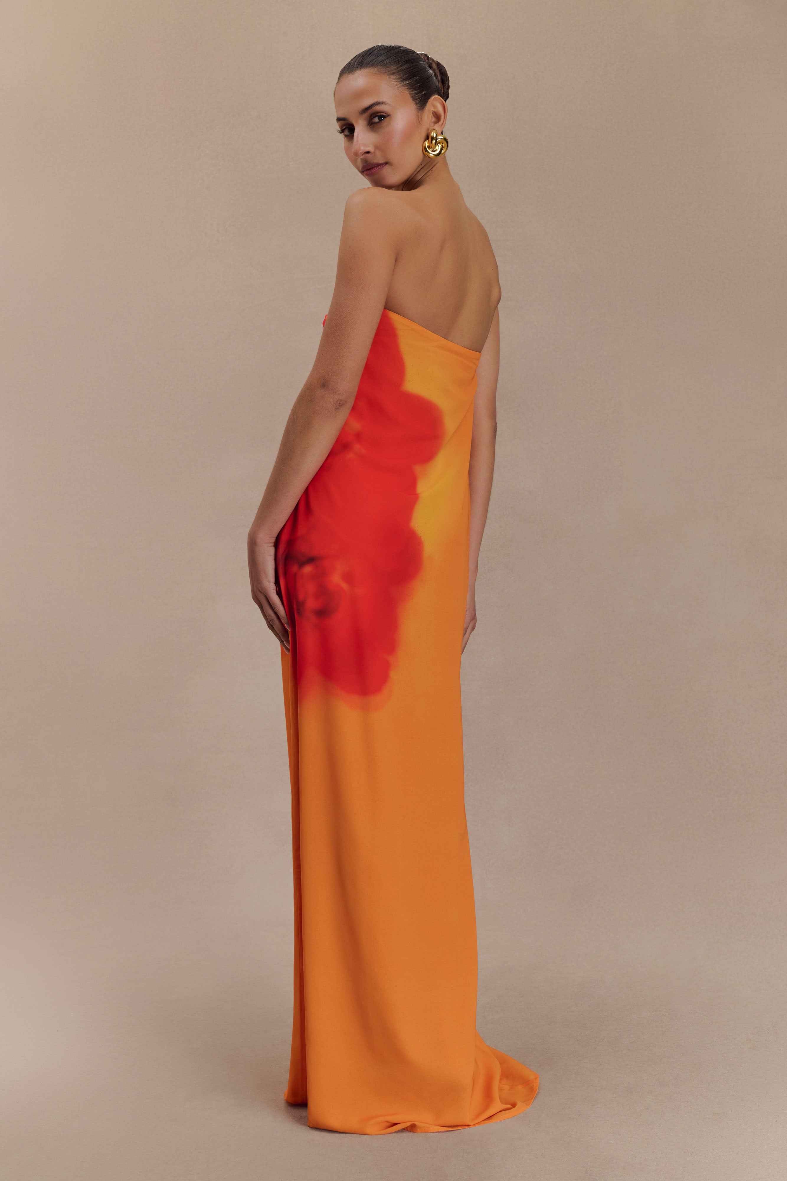 Amaya Koi Orchid Strapless Maxi Dress