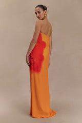 Amaya Koi Orchid Strapless Maxi Dress
