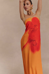 Amaya Koi Orchid Strapless Maxi Dress