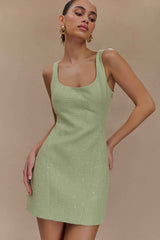 Cornelia Pastel Green Tweed Mini Dress