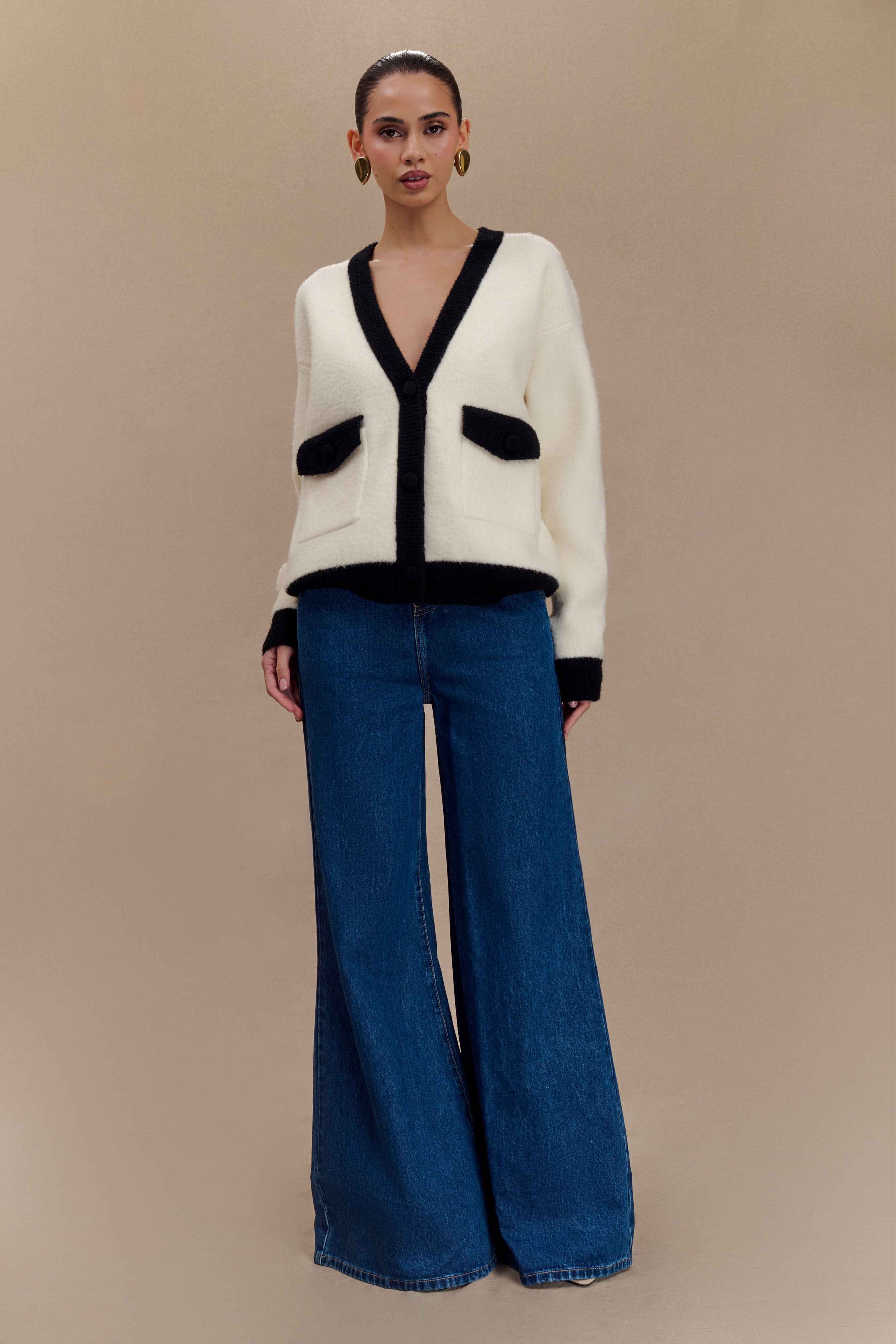 Jen Dark Blue Wide Leg Flare Jeans