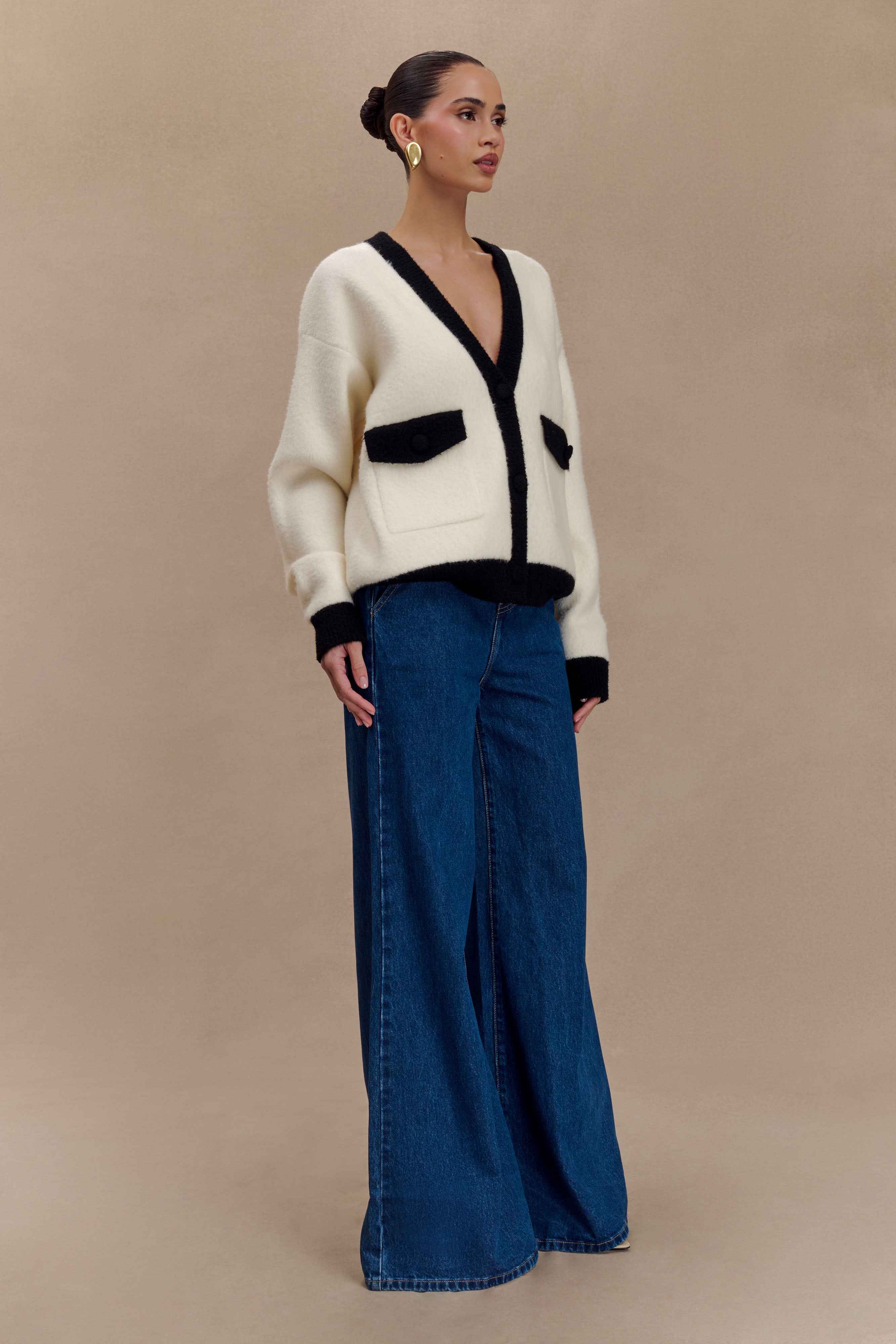 Jen Dark Blue Wide Leg Flare Jeans