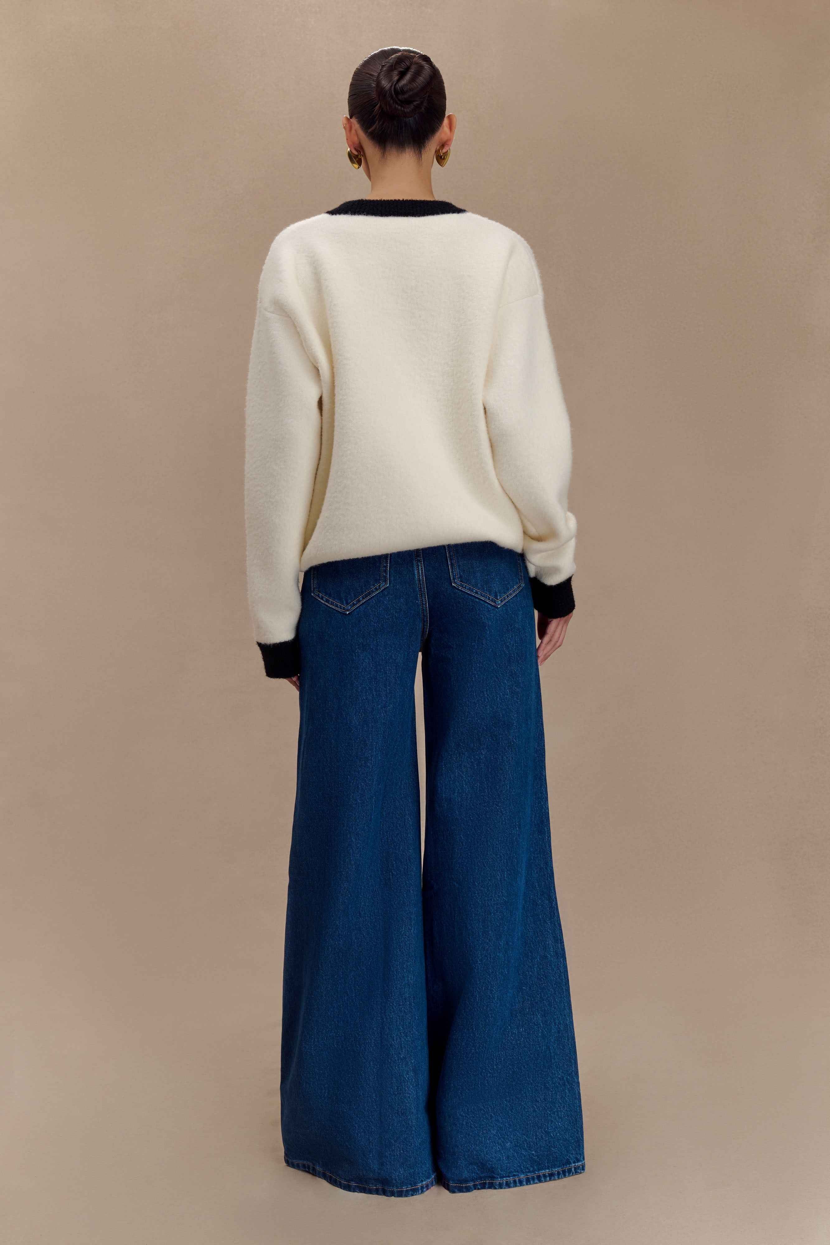 Jen Dark Blue Wide Leg Flare Jeans