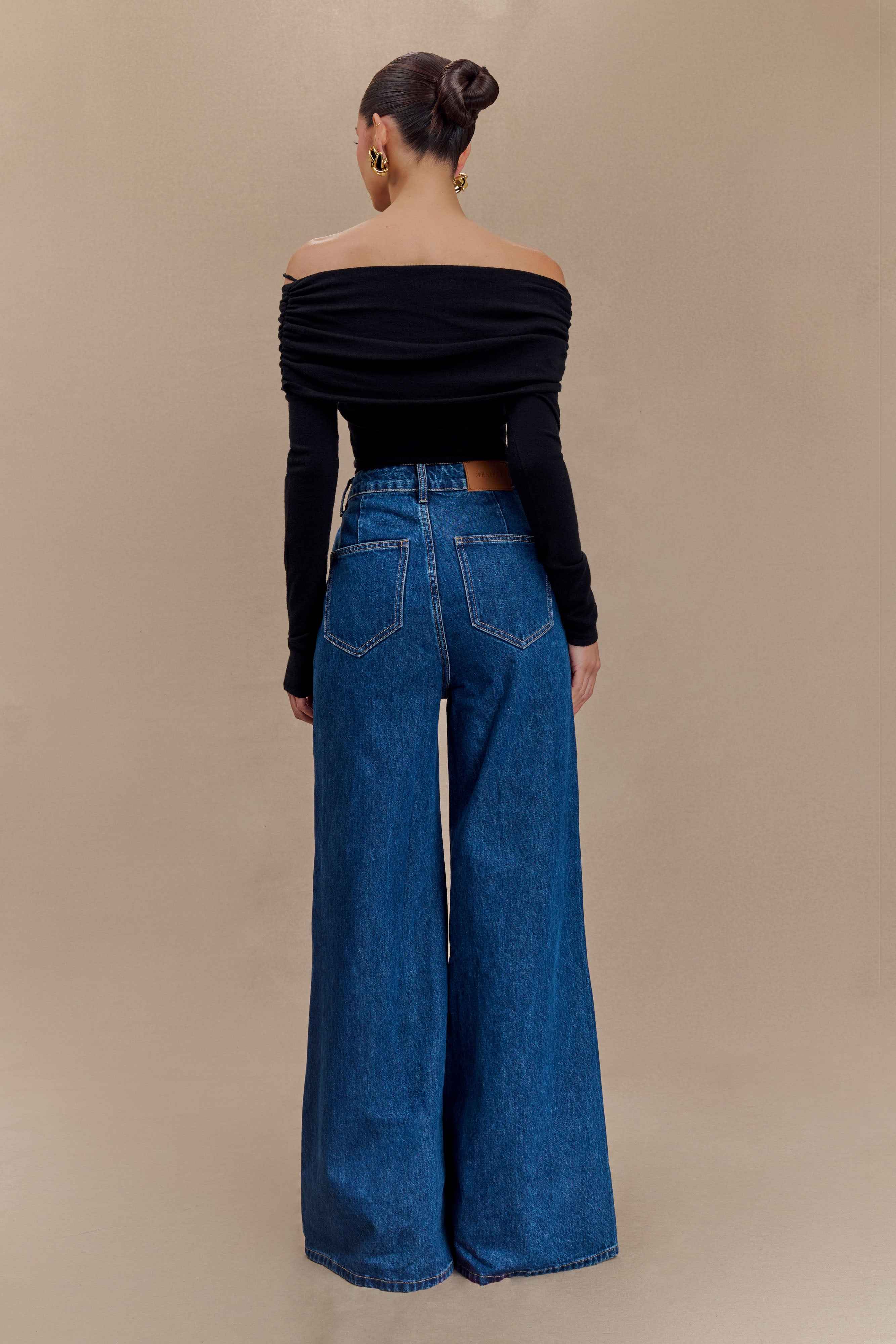 Jen Dark Blue Wide Leg Flare Jeans