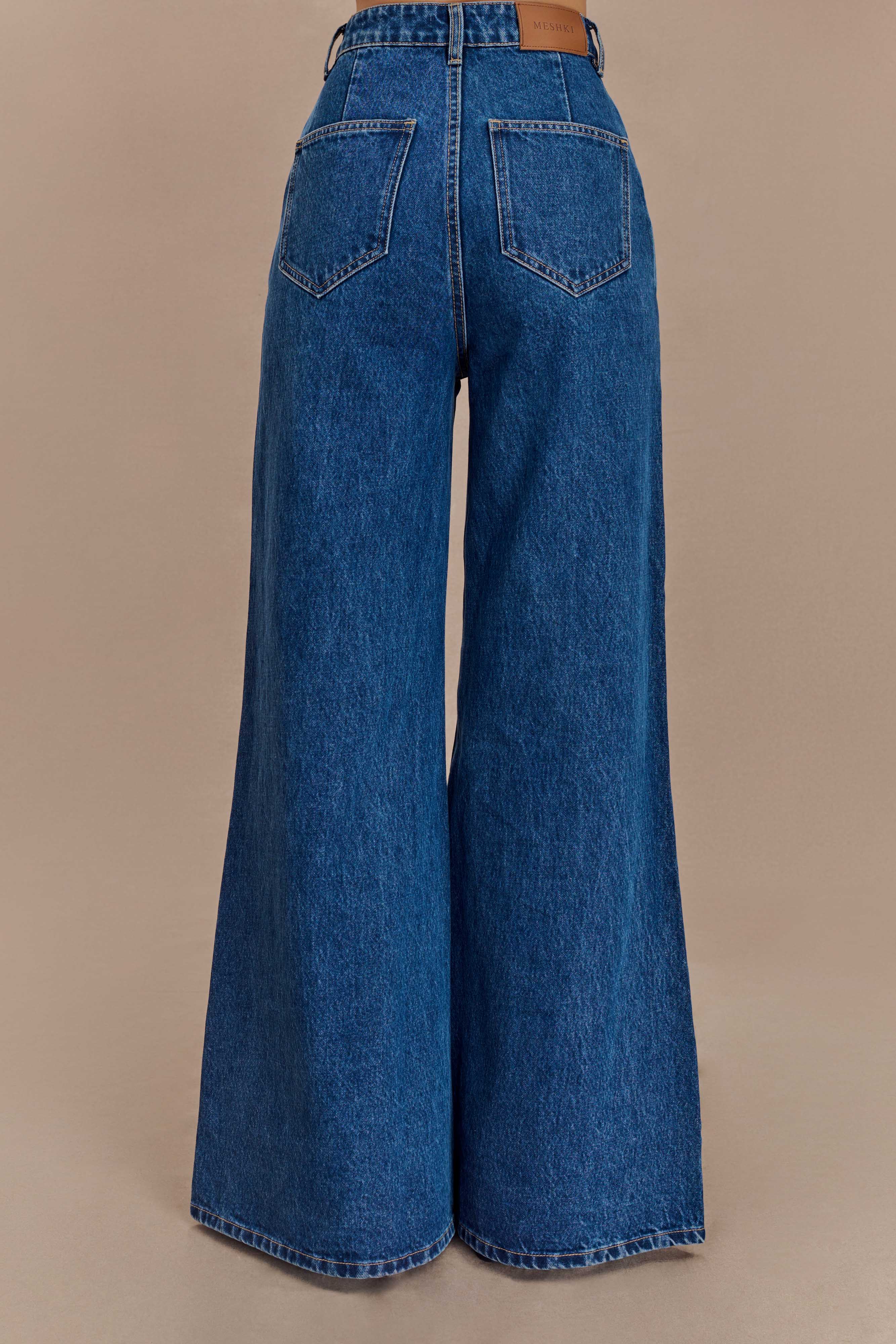 Jen Dark Blue Wide Leg Flare Jeans