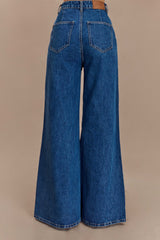 Jen Dark Blue Wide Leg Flare Jeans