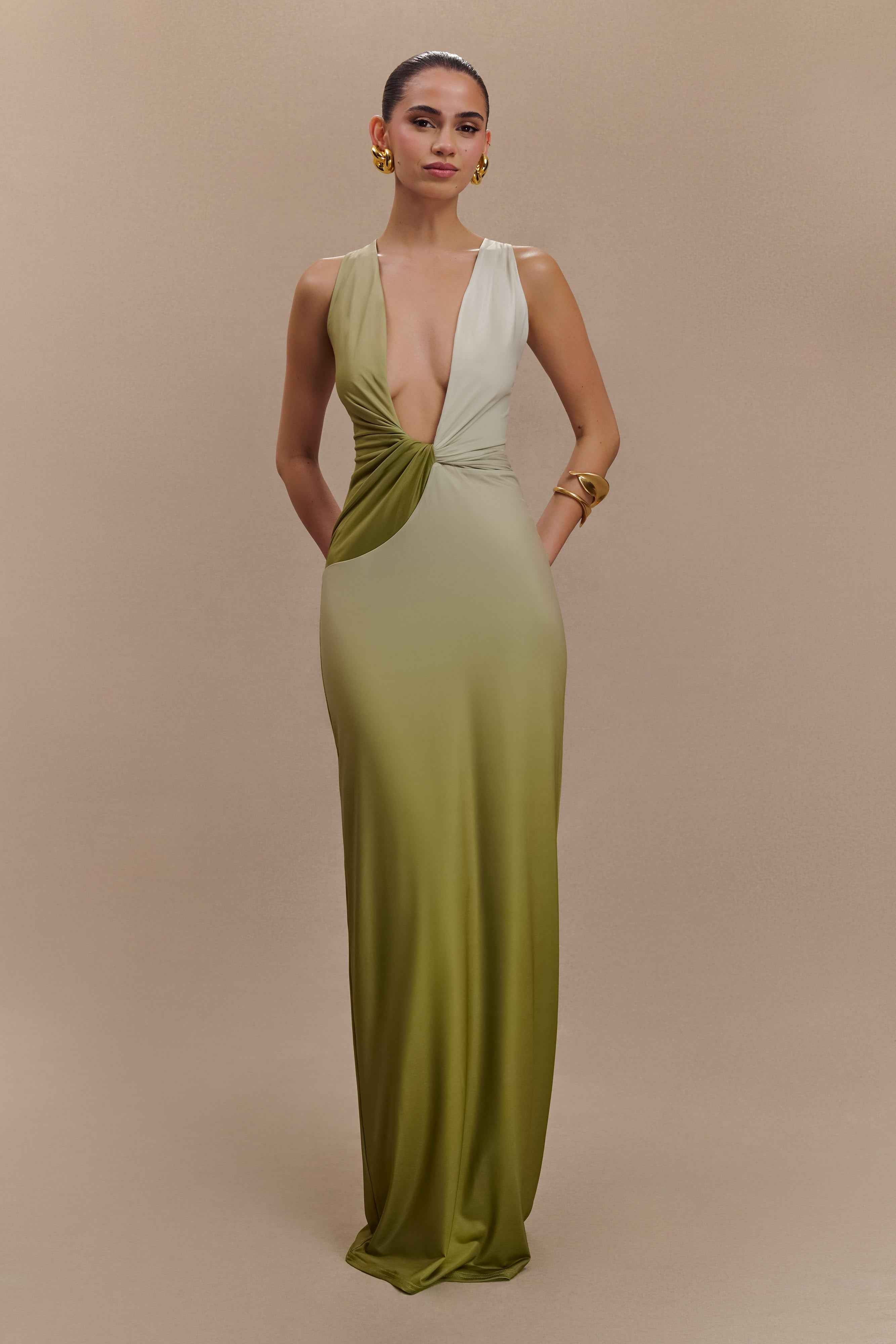 Stella Ombre Vintage Olive Maxi Dress