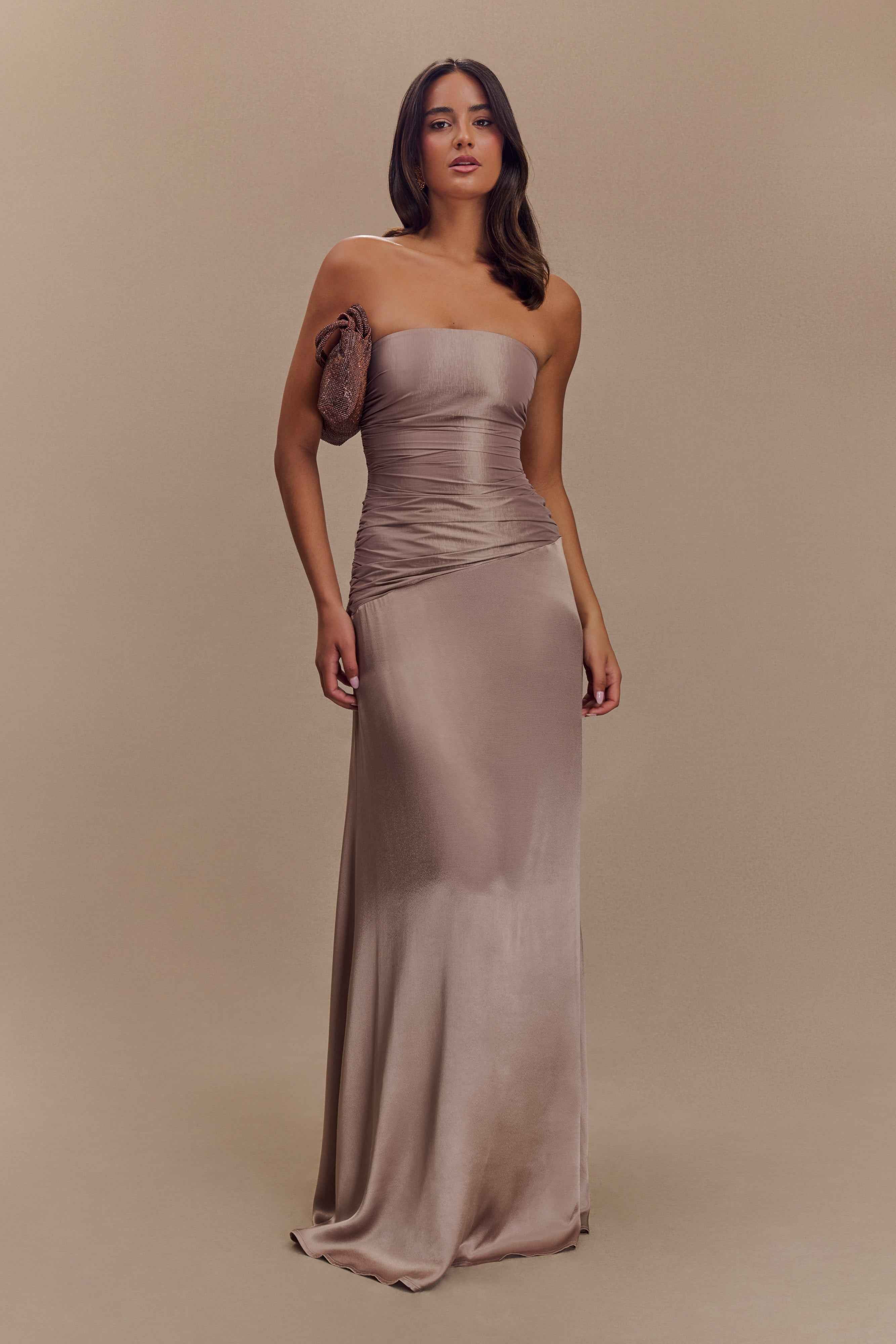 Serena Bronze Taupe Maxi Dress