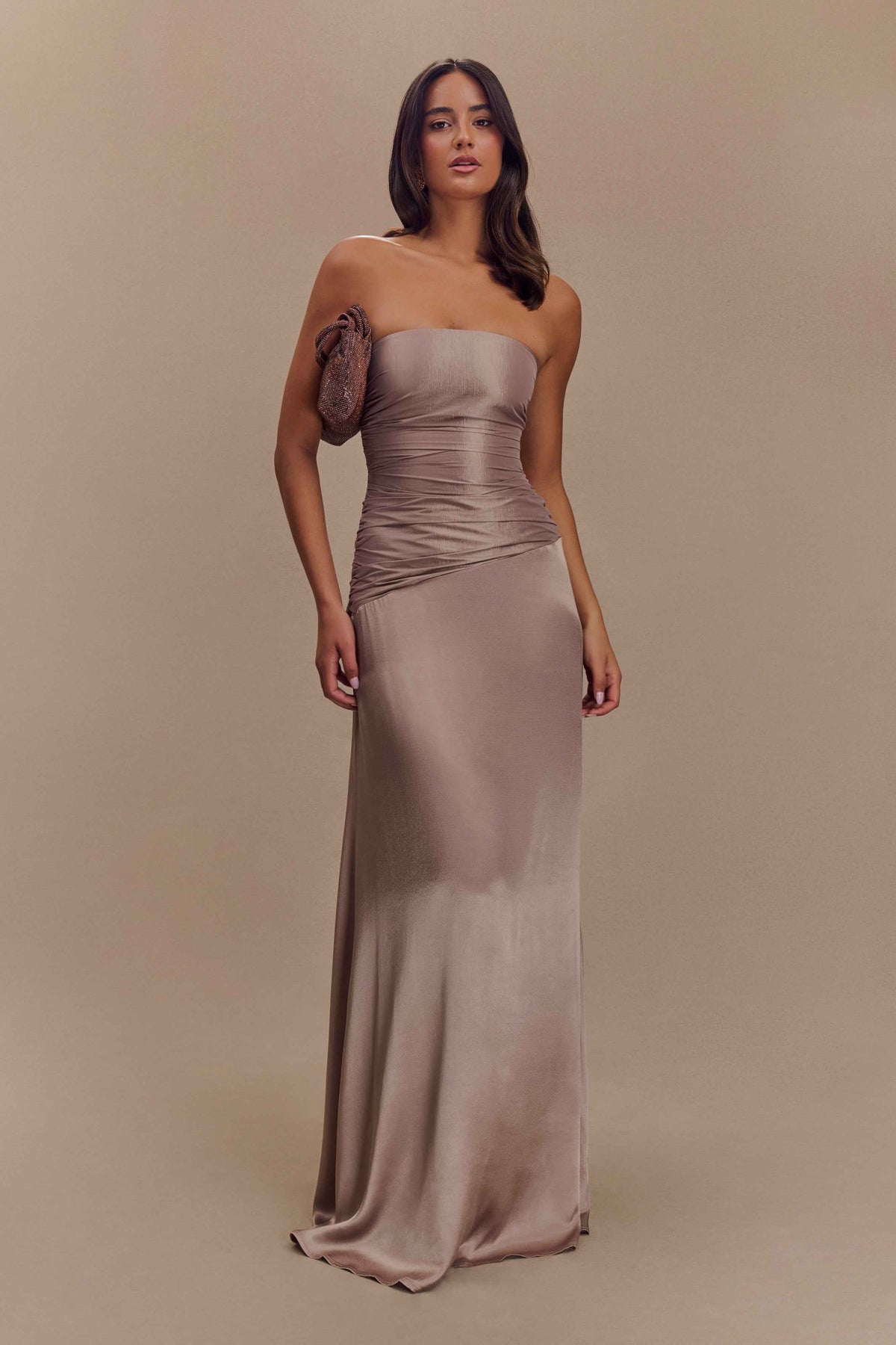 Serena Bronze Taupe Maxi Dress