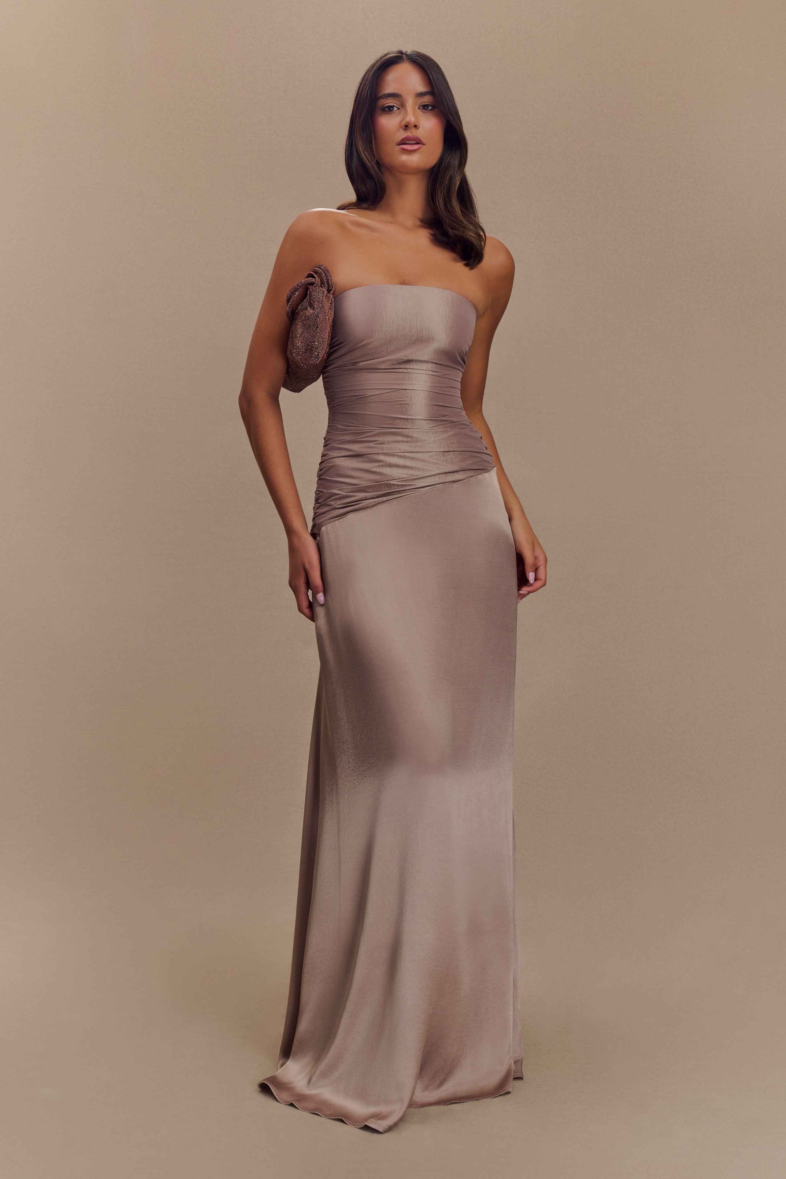 Serena Bronze Taupe Maxi Dress