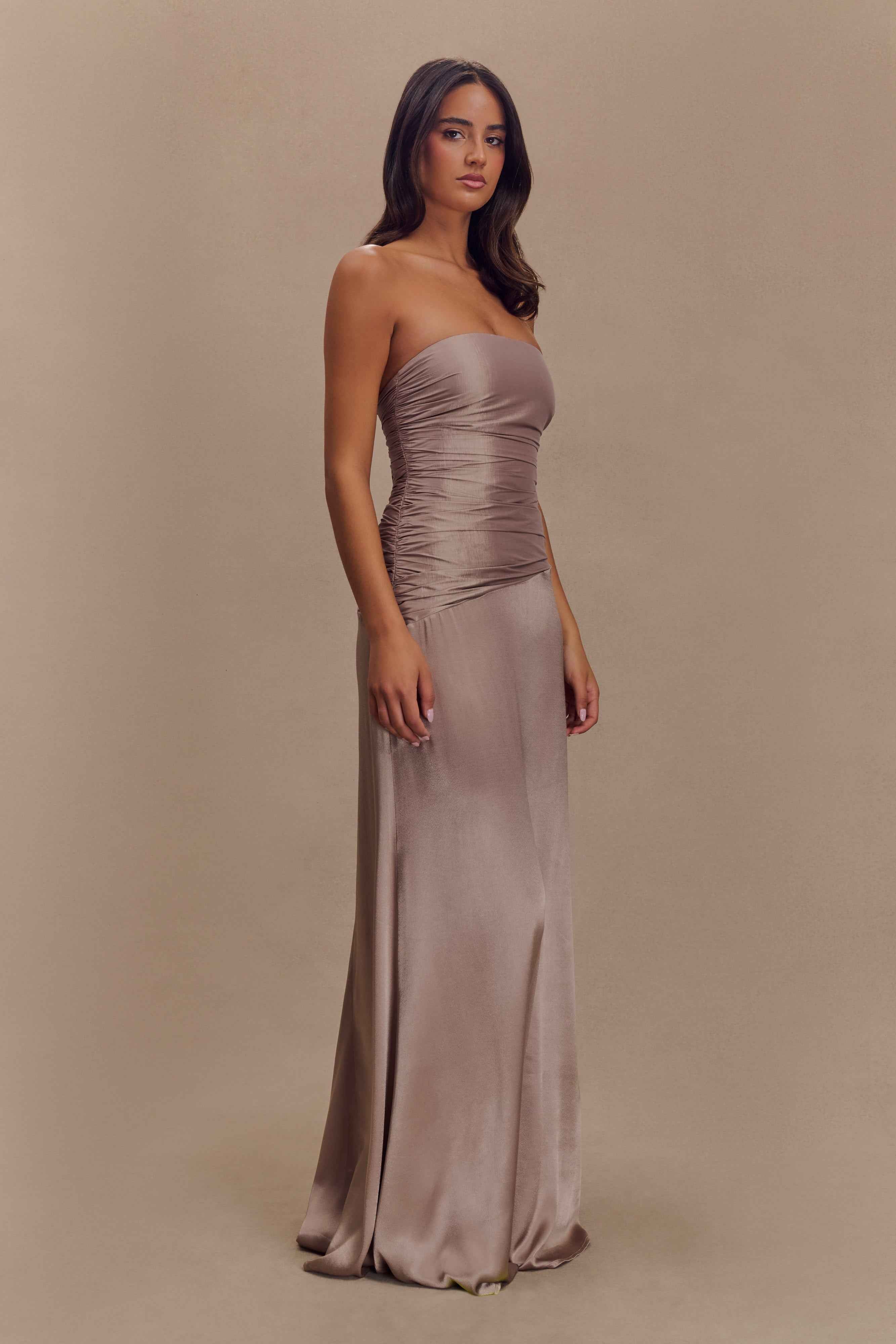 Serena Bronze Taupe Maxi Dress