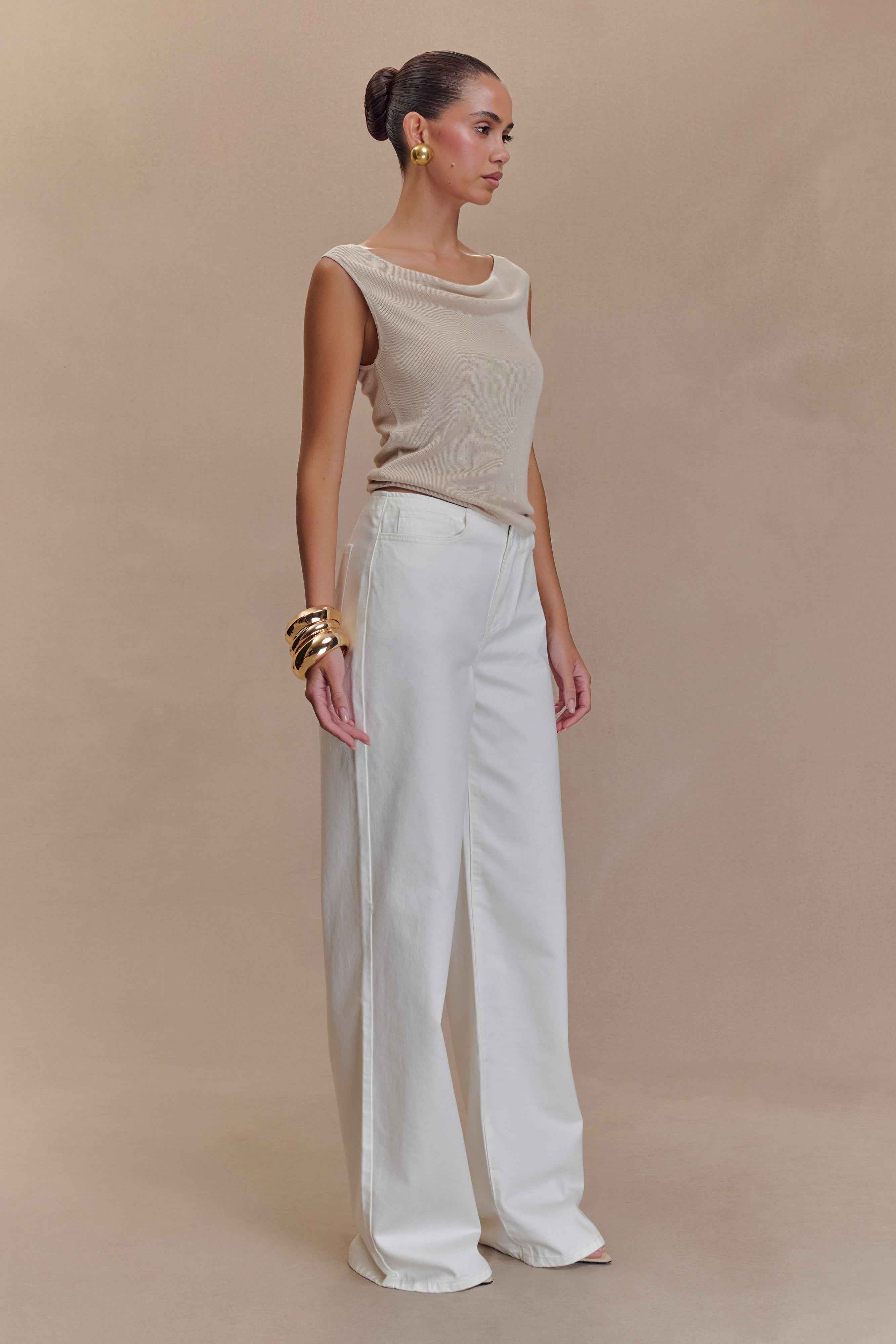 Caitlin White Mid Rise Denim Jeans