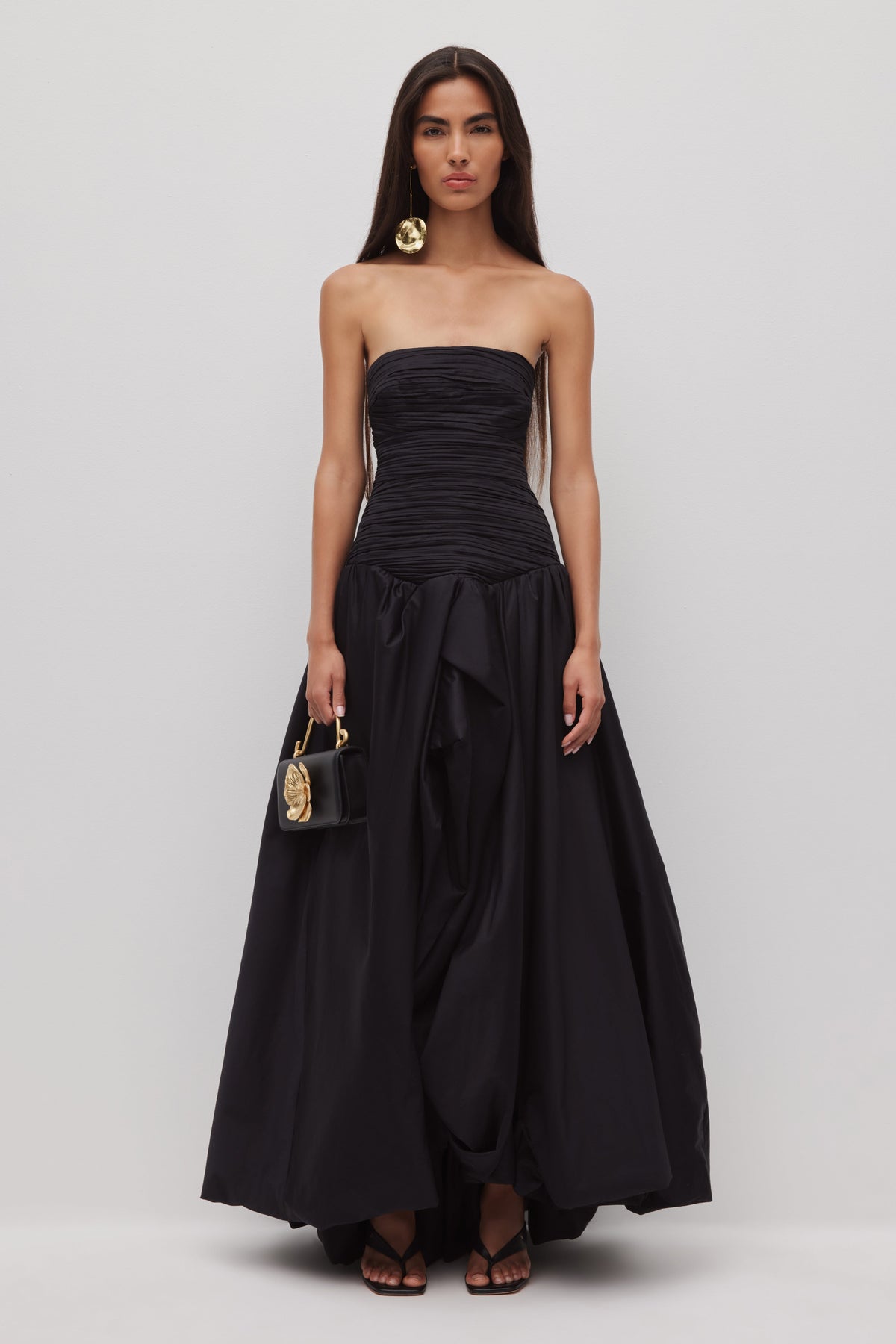 Violette strapless ruched maxi formal evening dress
