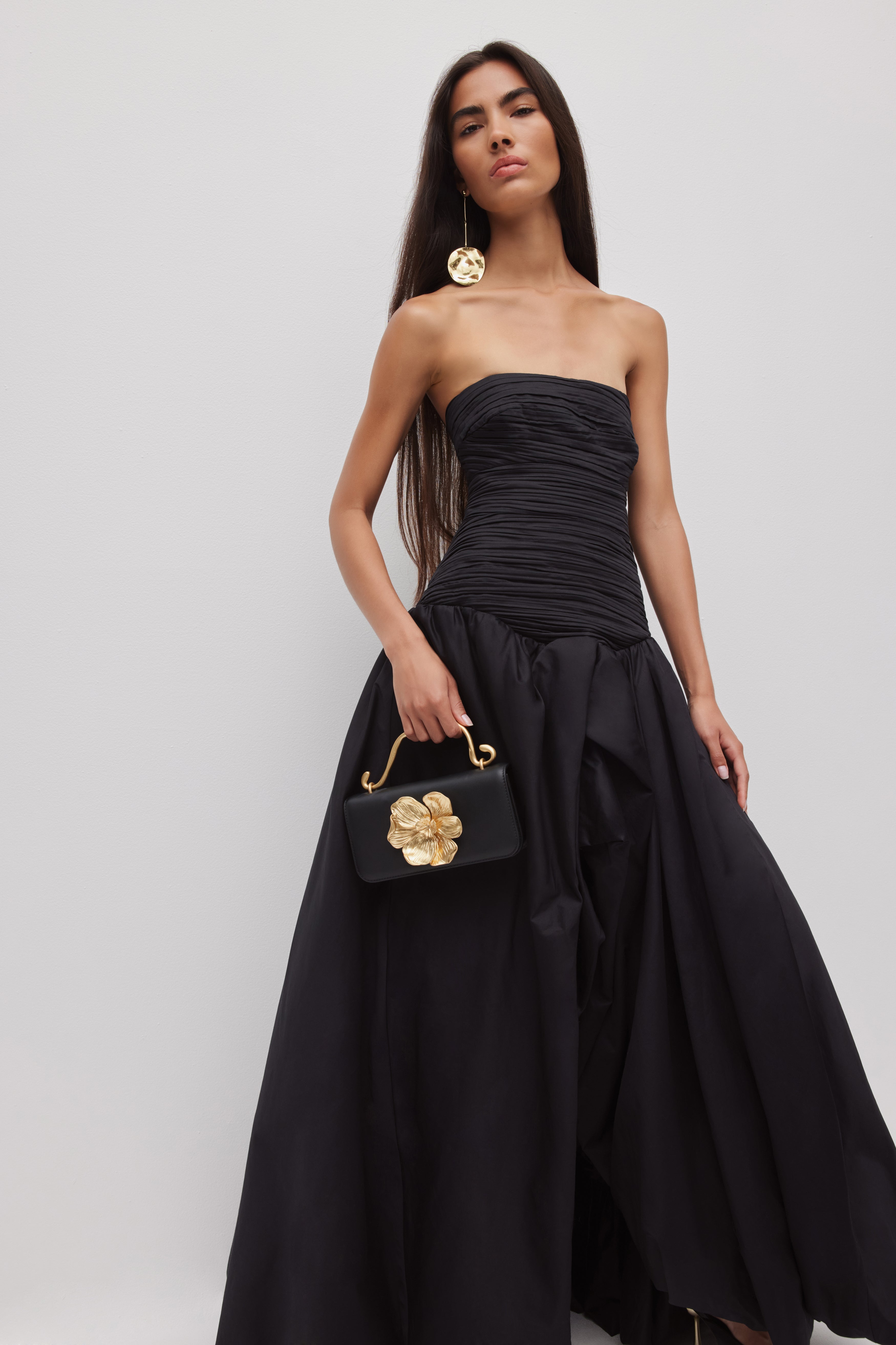 Violette strapless ruched maxi formal evening dress
