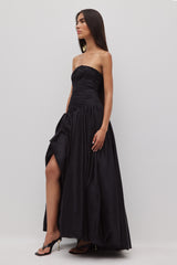 Violette strapless ruched maxi formal evening dress