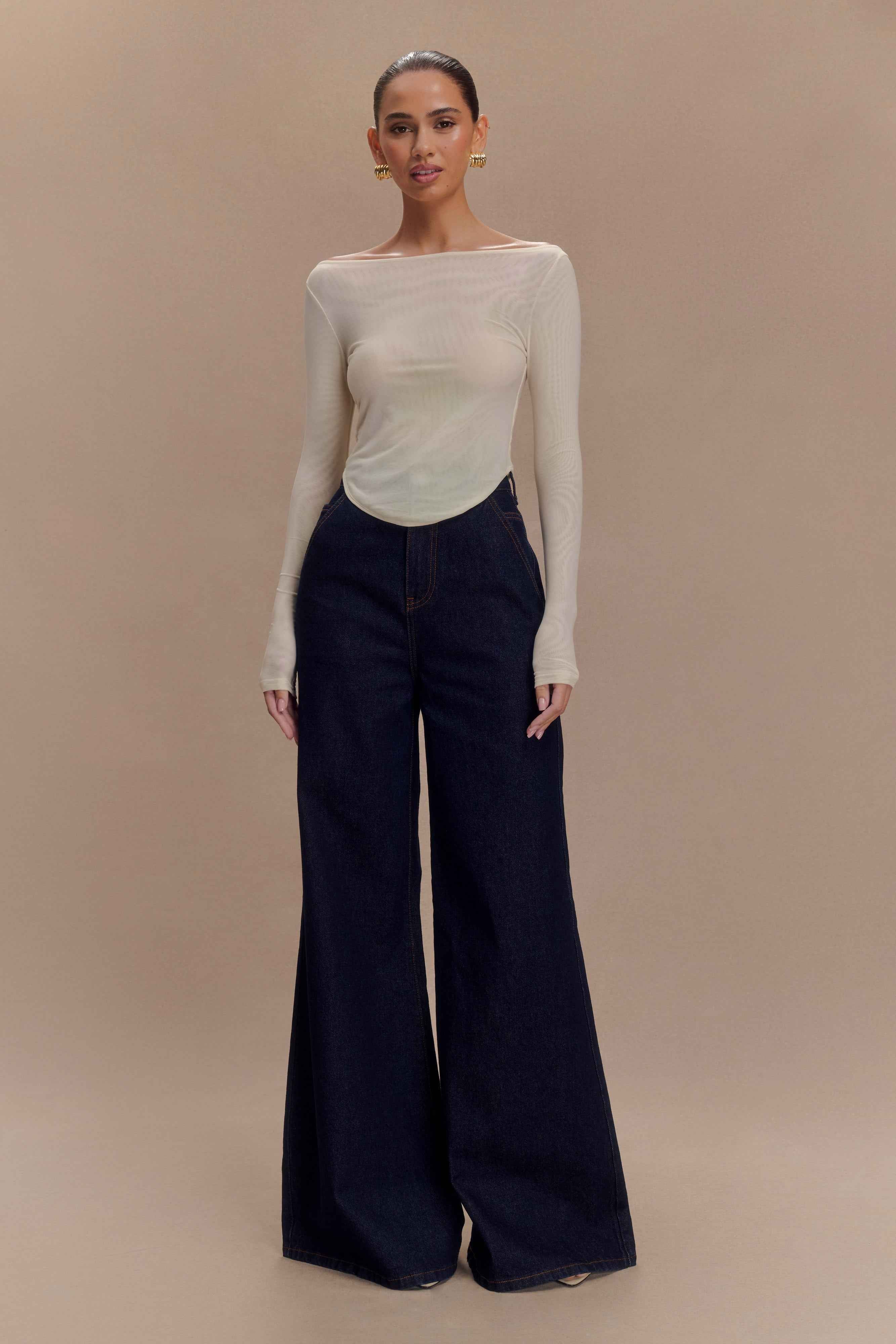 Jen Indigo Blue Wide Leg Flare Jeans
