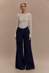 Jen Indigo Blue Wide Leg Flare Jeans