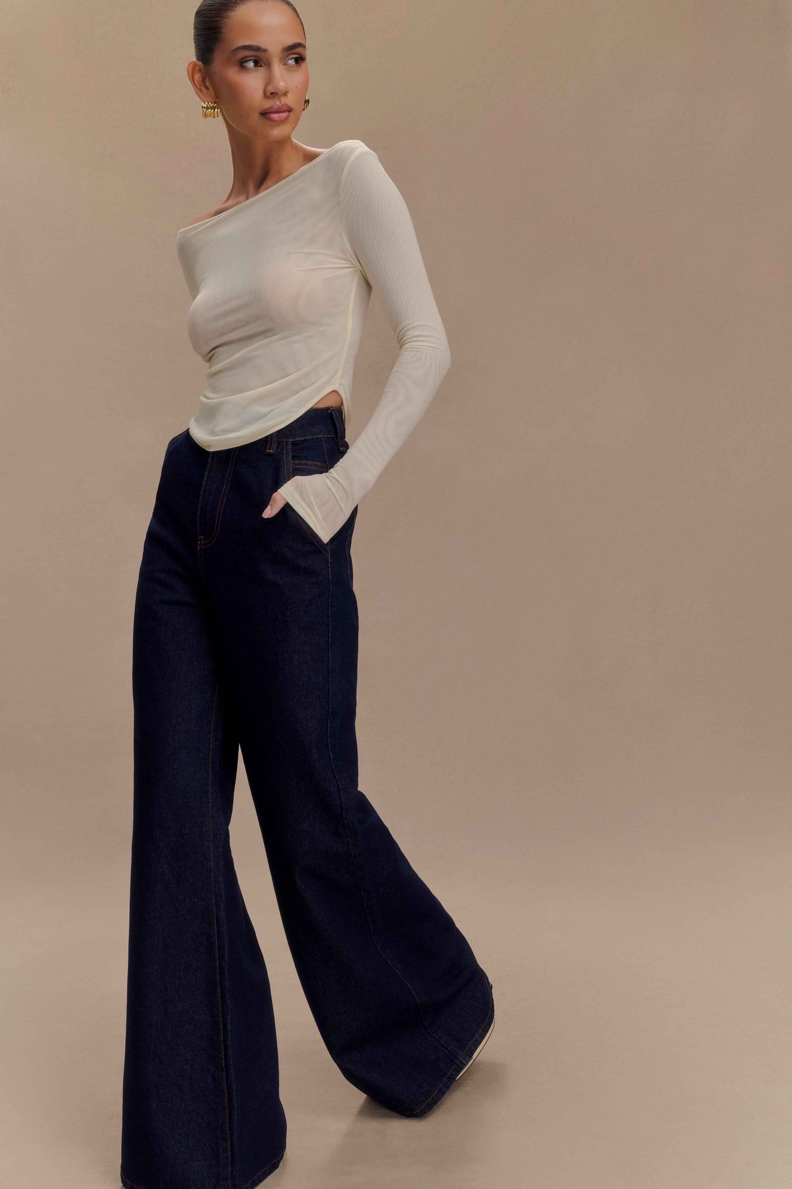 Jen Indigo Blue Wide Leg Flare Jeans