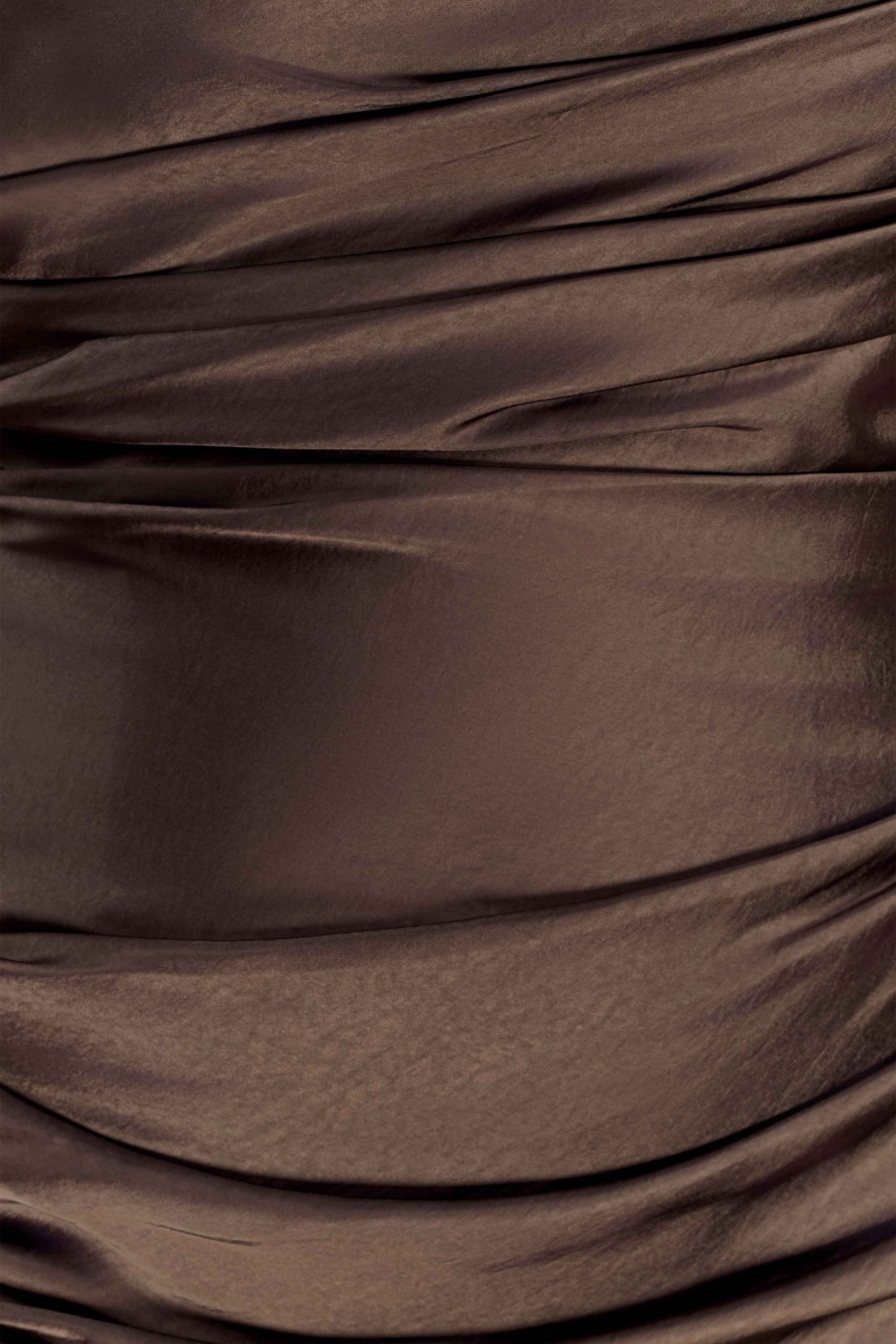 Sarah Mocha Strapless Maxi Dress with Waist Tie