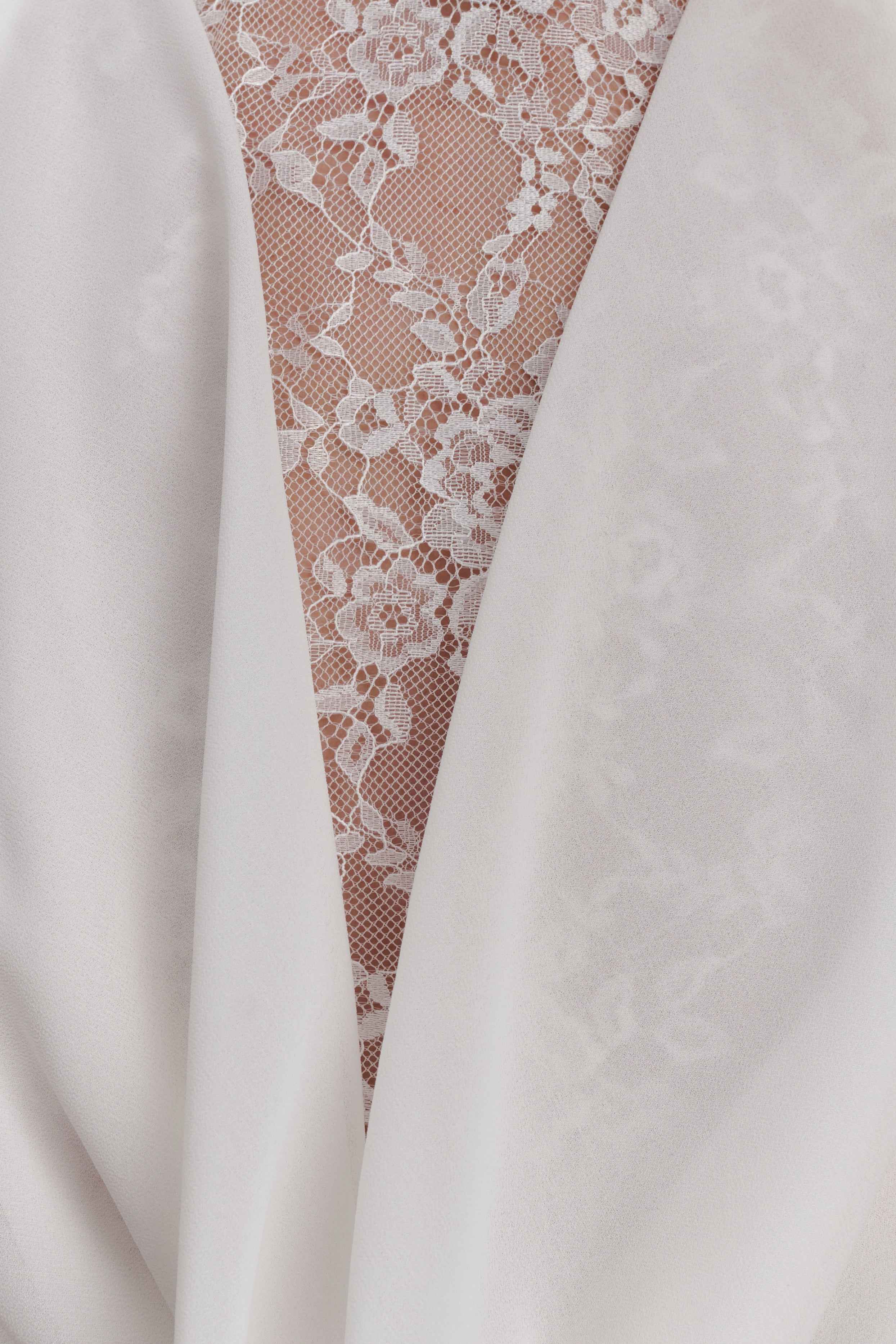 Arra White Chiffon Lace Halter Mini Dress