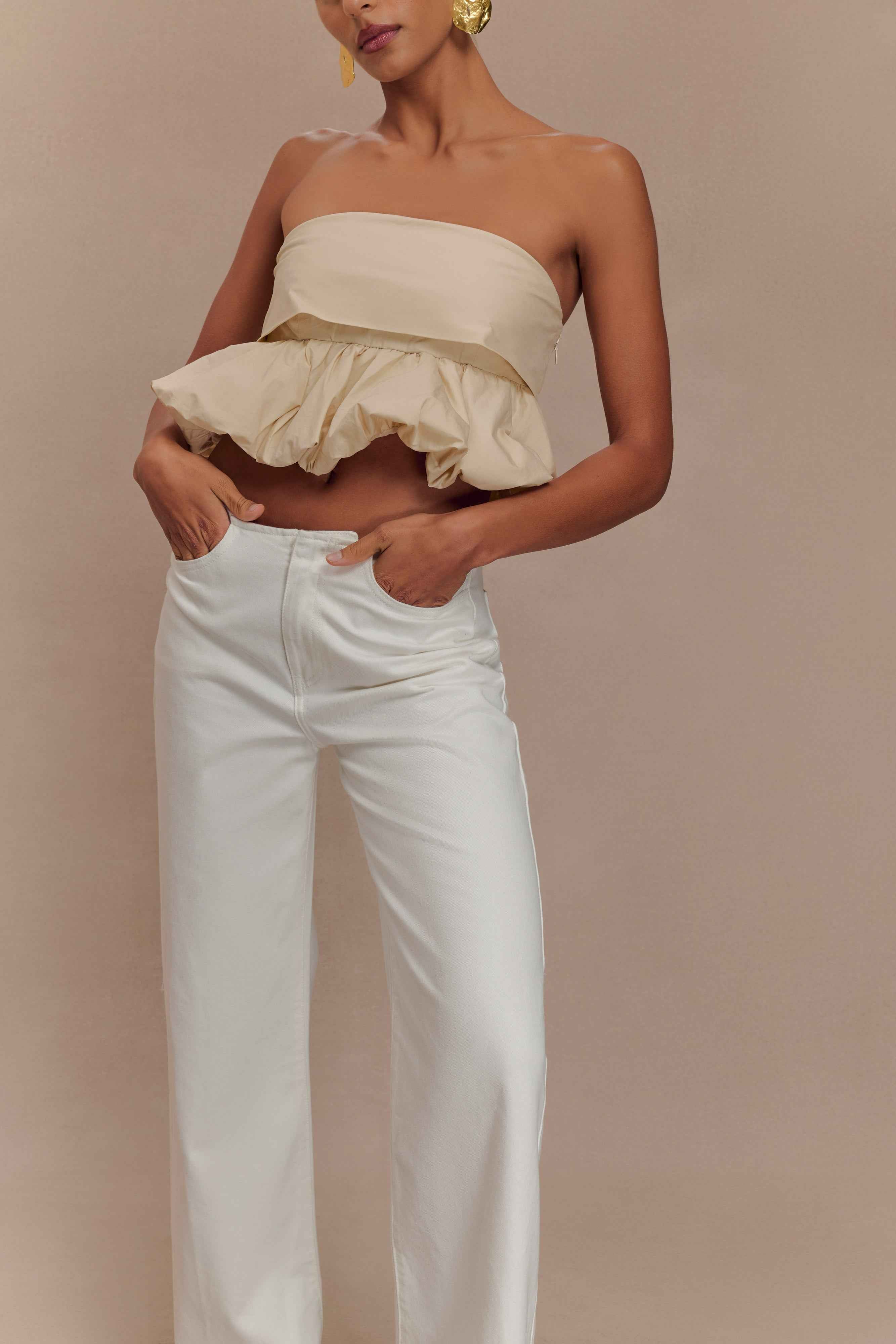 Caitlin White Mid Rise Denim Jeans