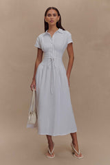 Aysha White Linen Midi Dress