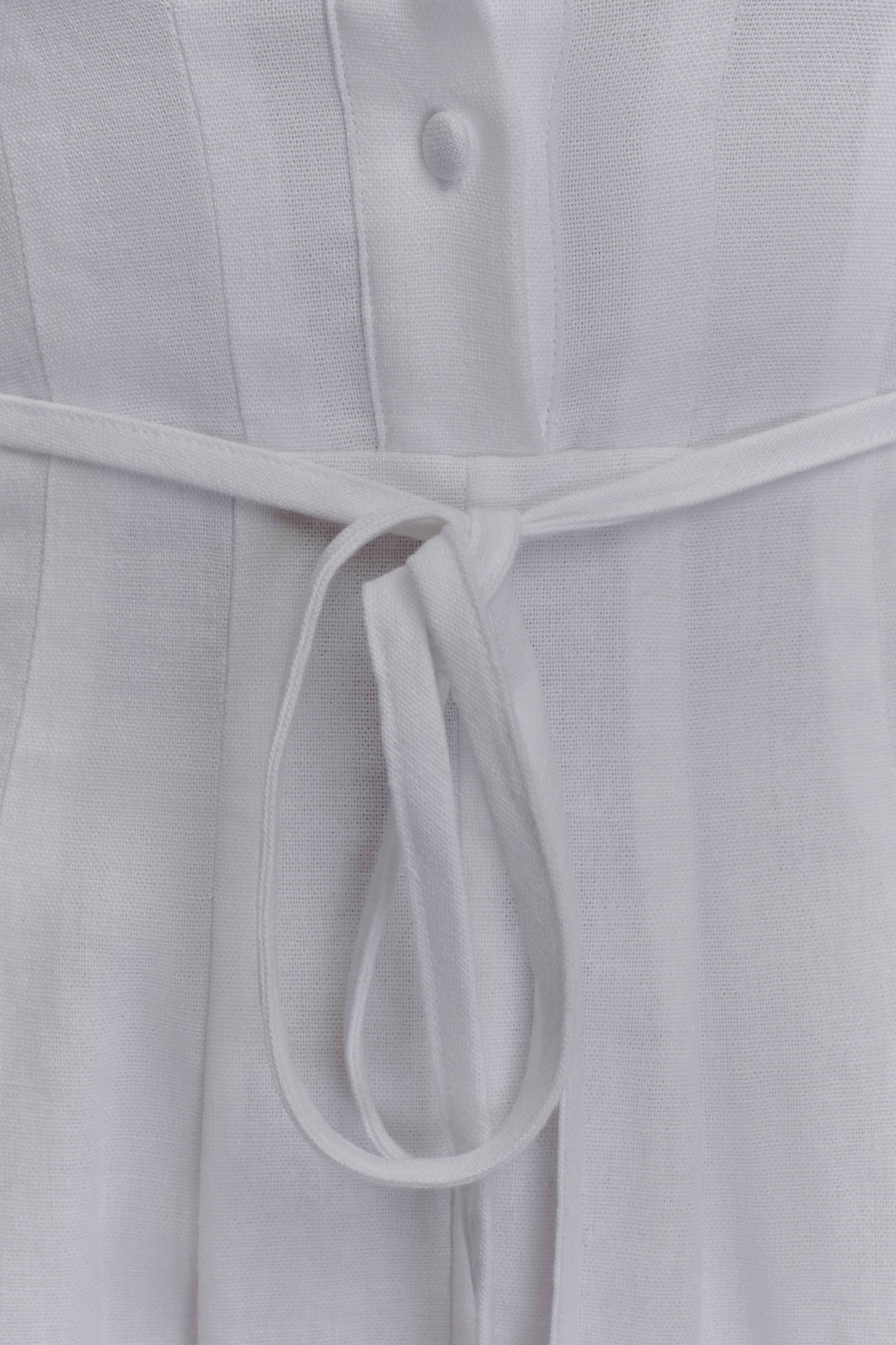 Aysha White Linen Midi Dress