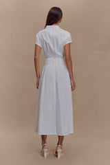 Aysha White Linen Midi Dress
