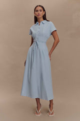 Cornflower Blue Aysha Linen Midi Dress