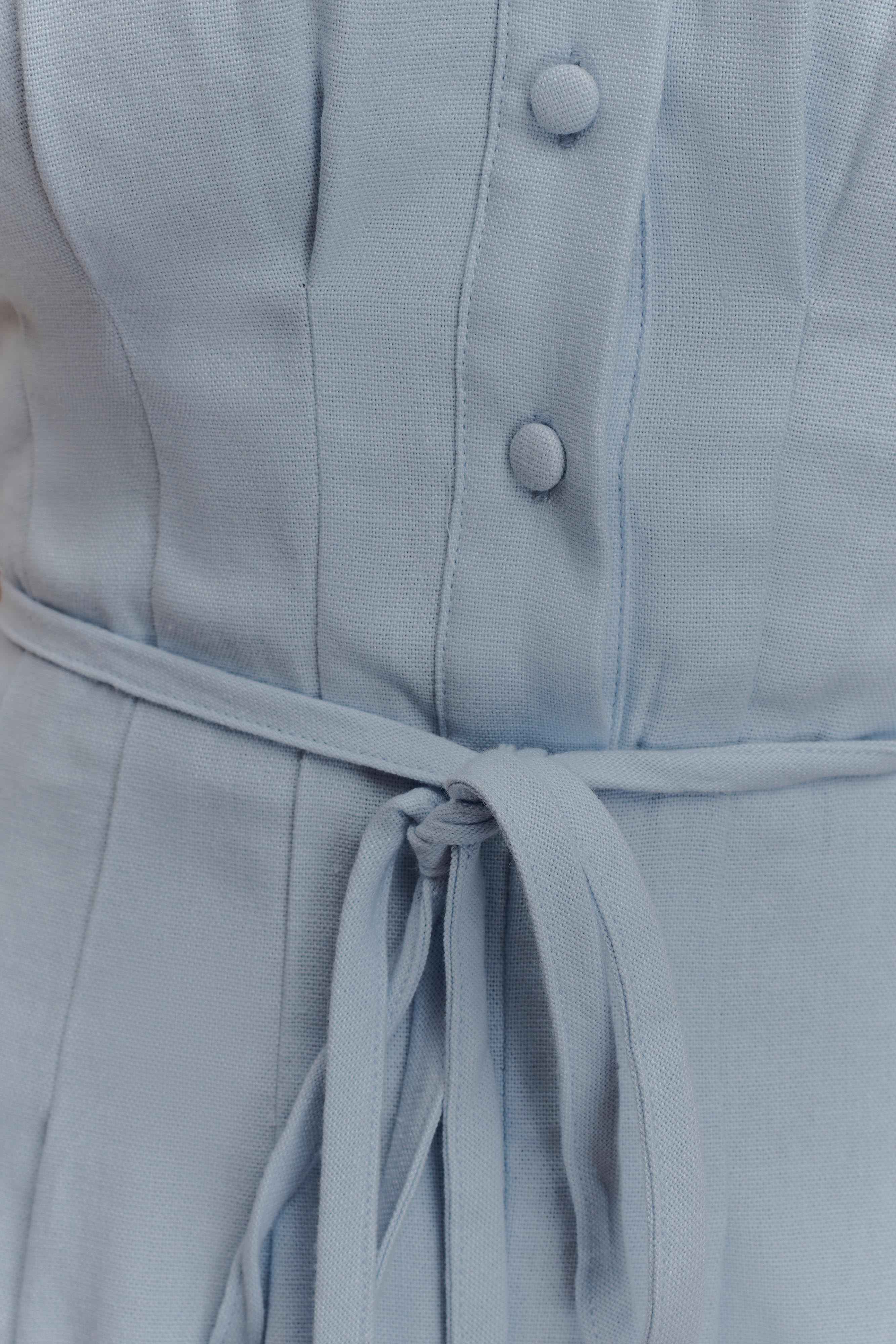 Cornflower Blue Aysha Linen Midi Dress