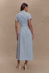 Cornflower Blue Aysha Linen Midi Dress