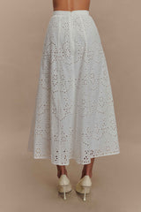 Arla White Broderie Midi Skirt