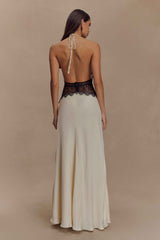 Dinah Black/Ivory Lace and Satin Maxi Dress
