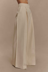 Raya Natural Beige Wide Leg Linen Pant