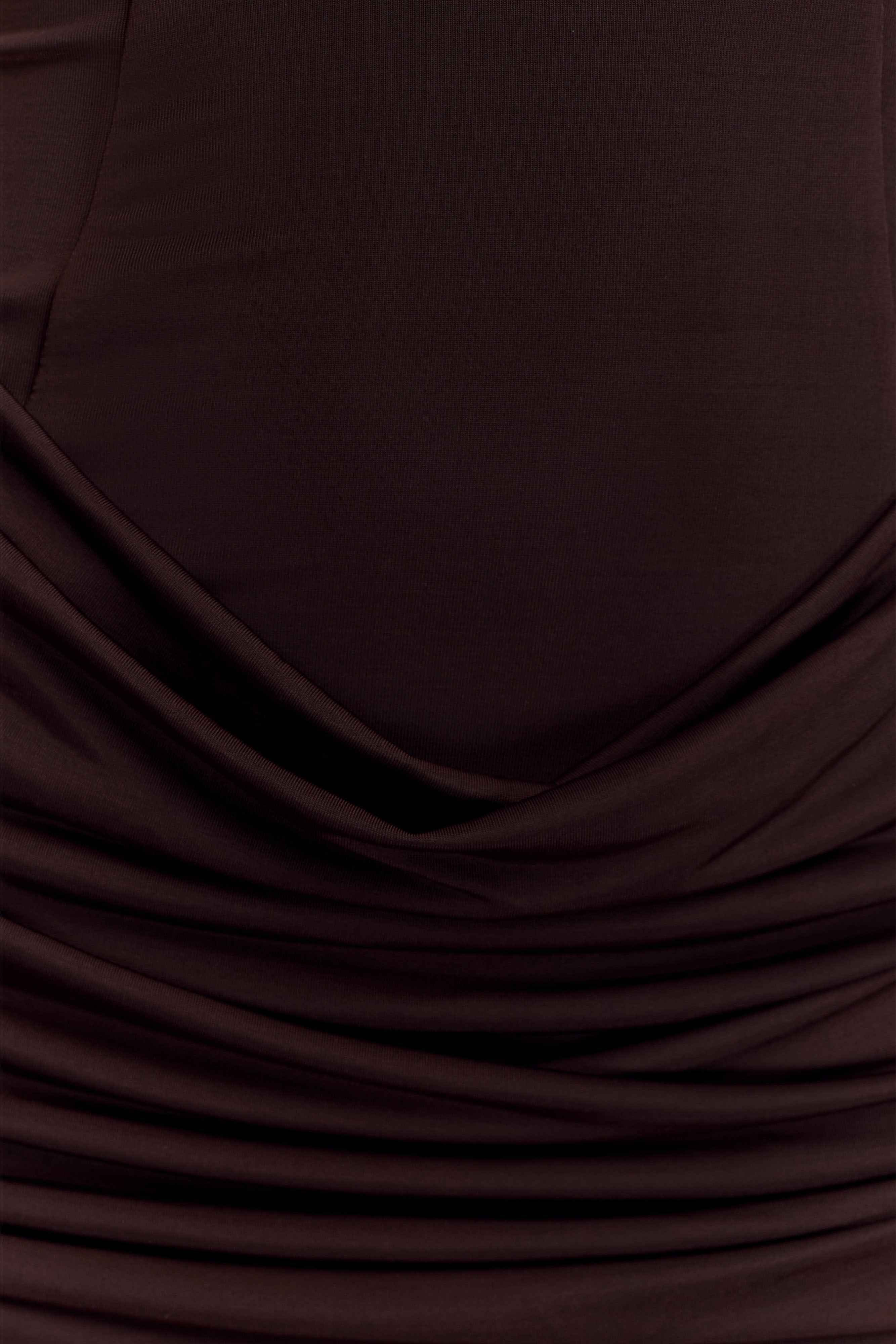 Mattea Dark Chocolate Mini Dress with Scarf