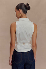Selene White Sleeveless Halter Top