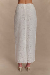 White Kensley Broderie Midi Skirt