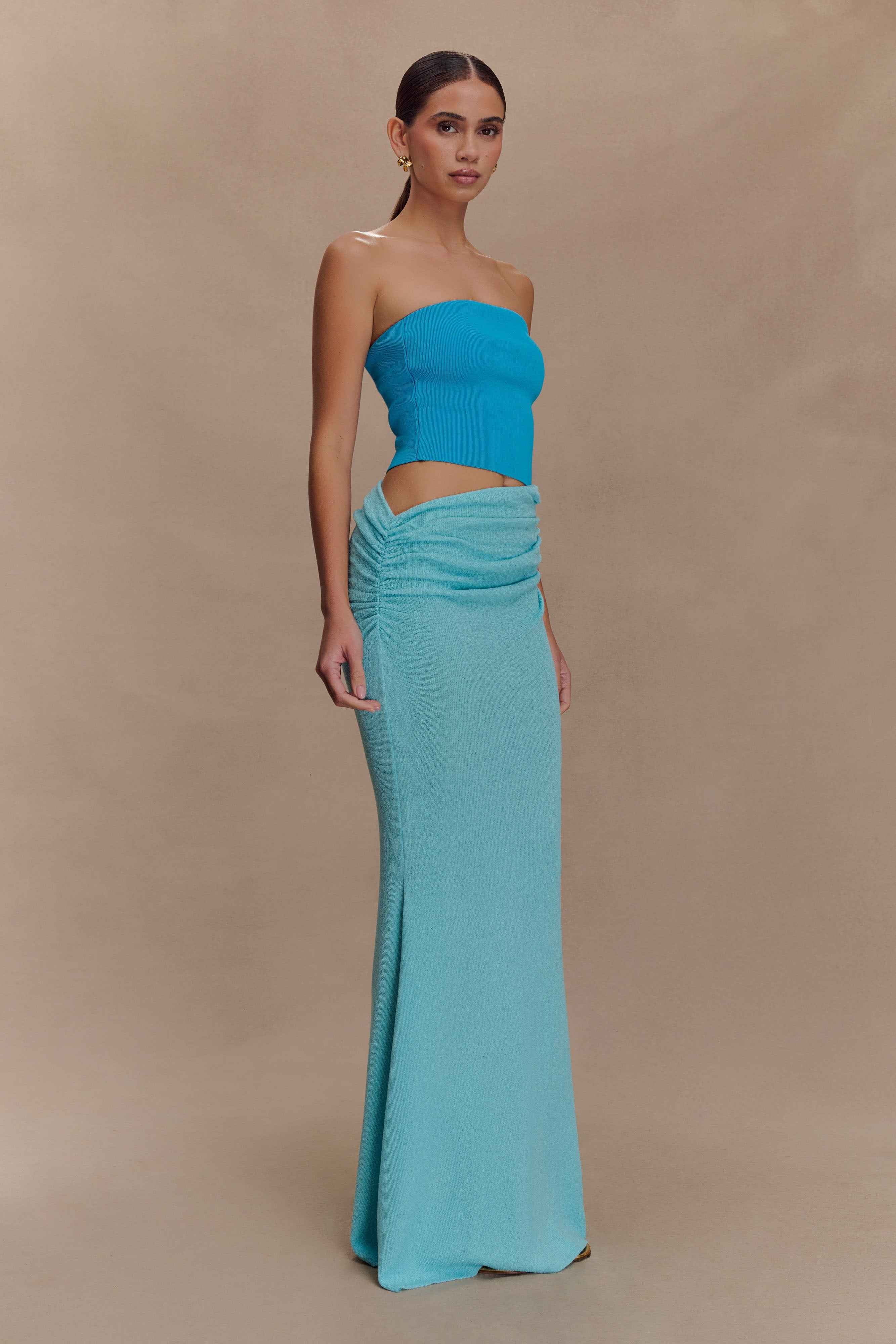 Cyan Blue Jasiel Knit Maxi Dress