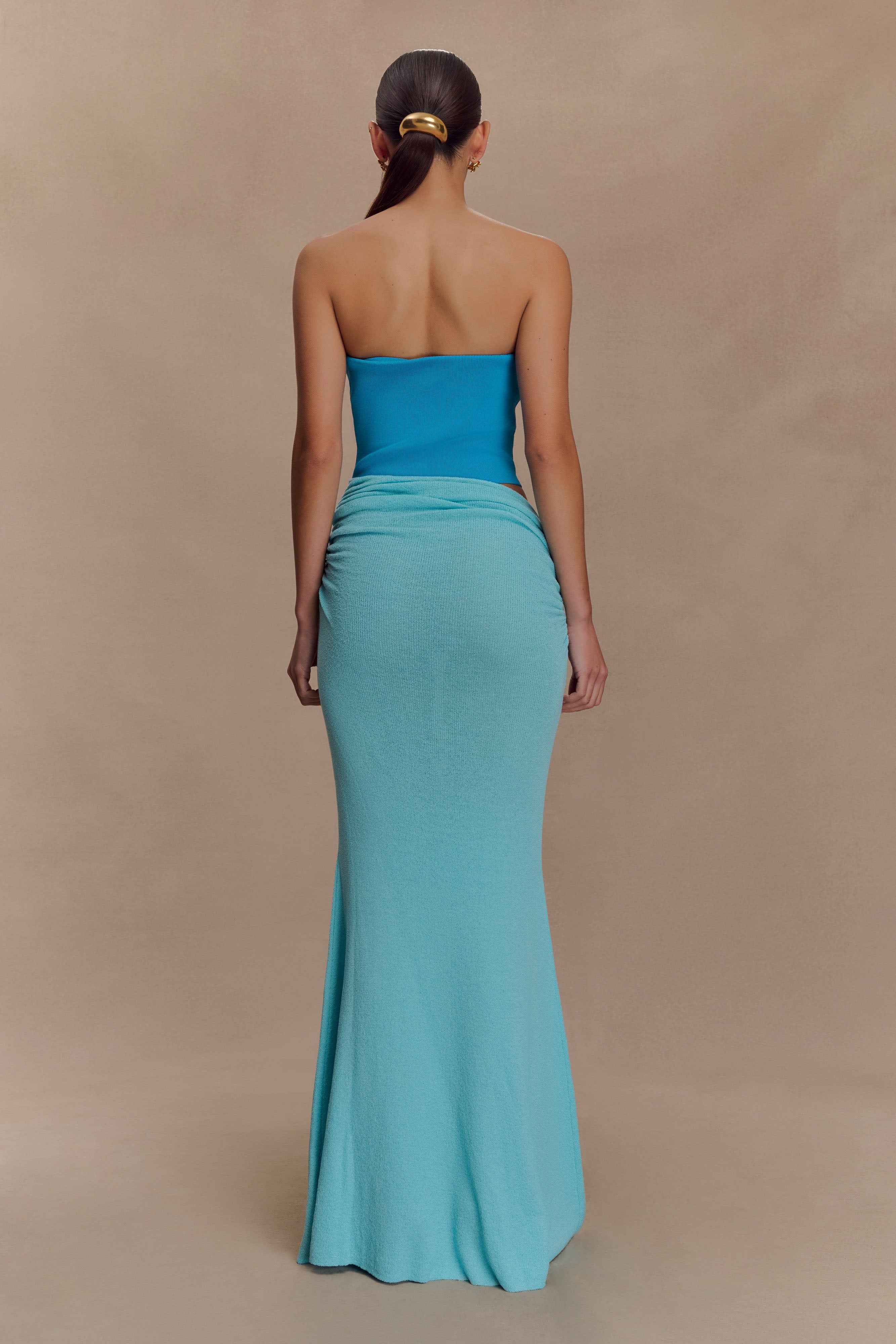 Cyan Blue Jasiel Knit Maxi Dress