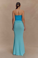 Cyan Blue Jasiel Knit Maxi Dress