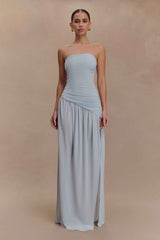 Bex Pale Blue Strapless Maxi Dress with Split