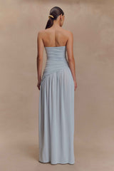 Bex Pale Blue Strapless Maxi Dress with Split