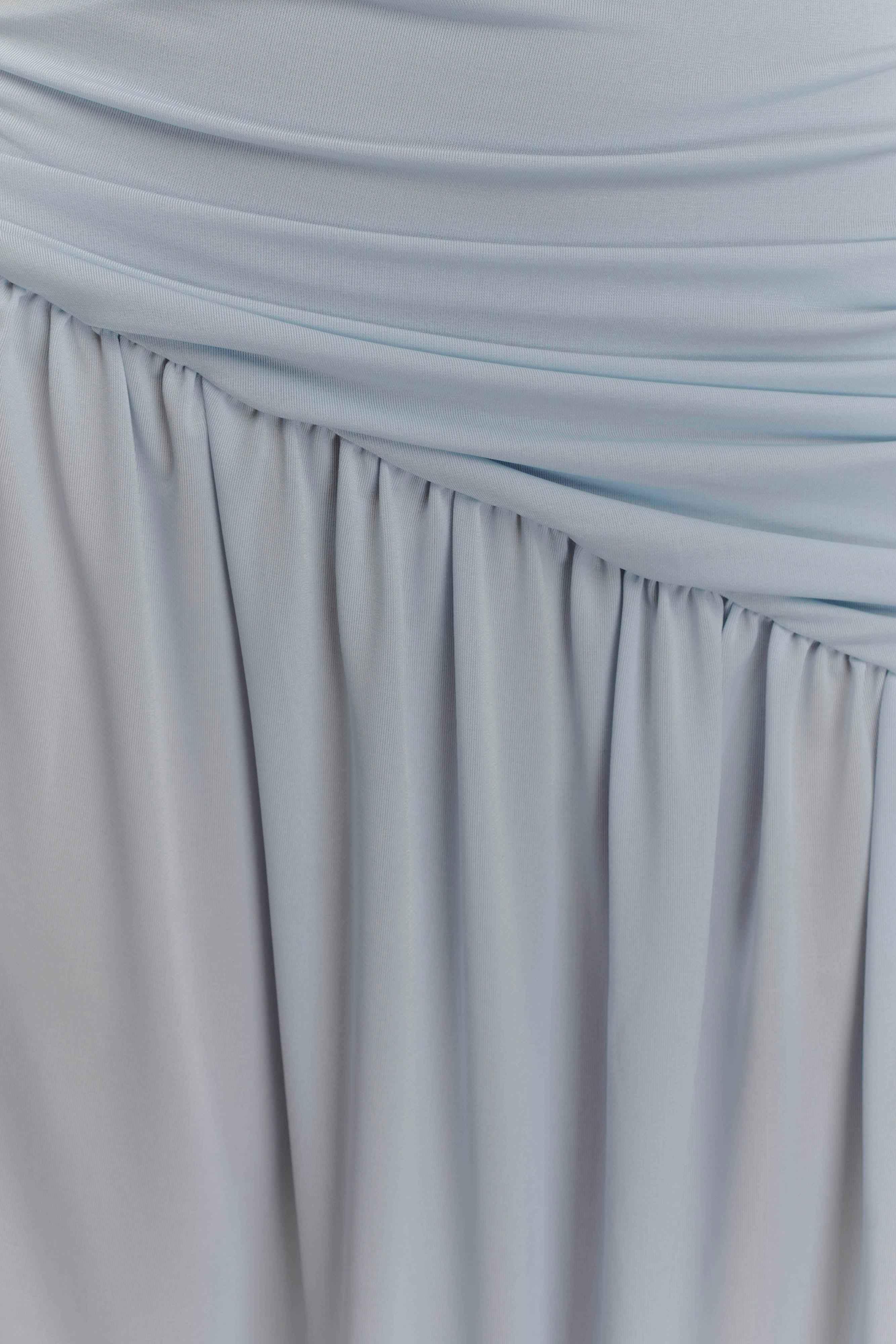 Bex Pale Blue Strapless Maxi Dress with Split