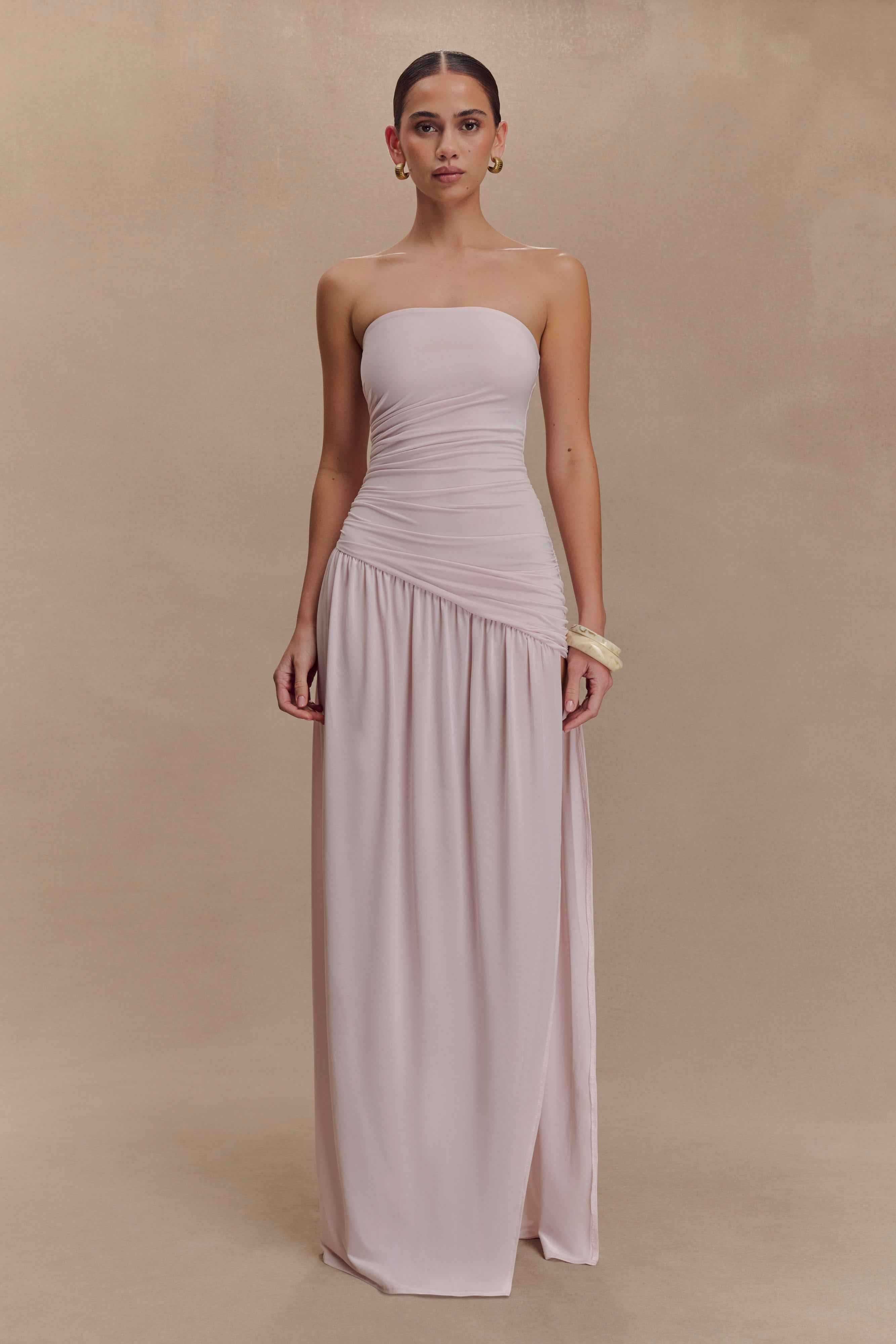 Cornelia Pale Pink Strapless Maxi Dress