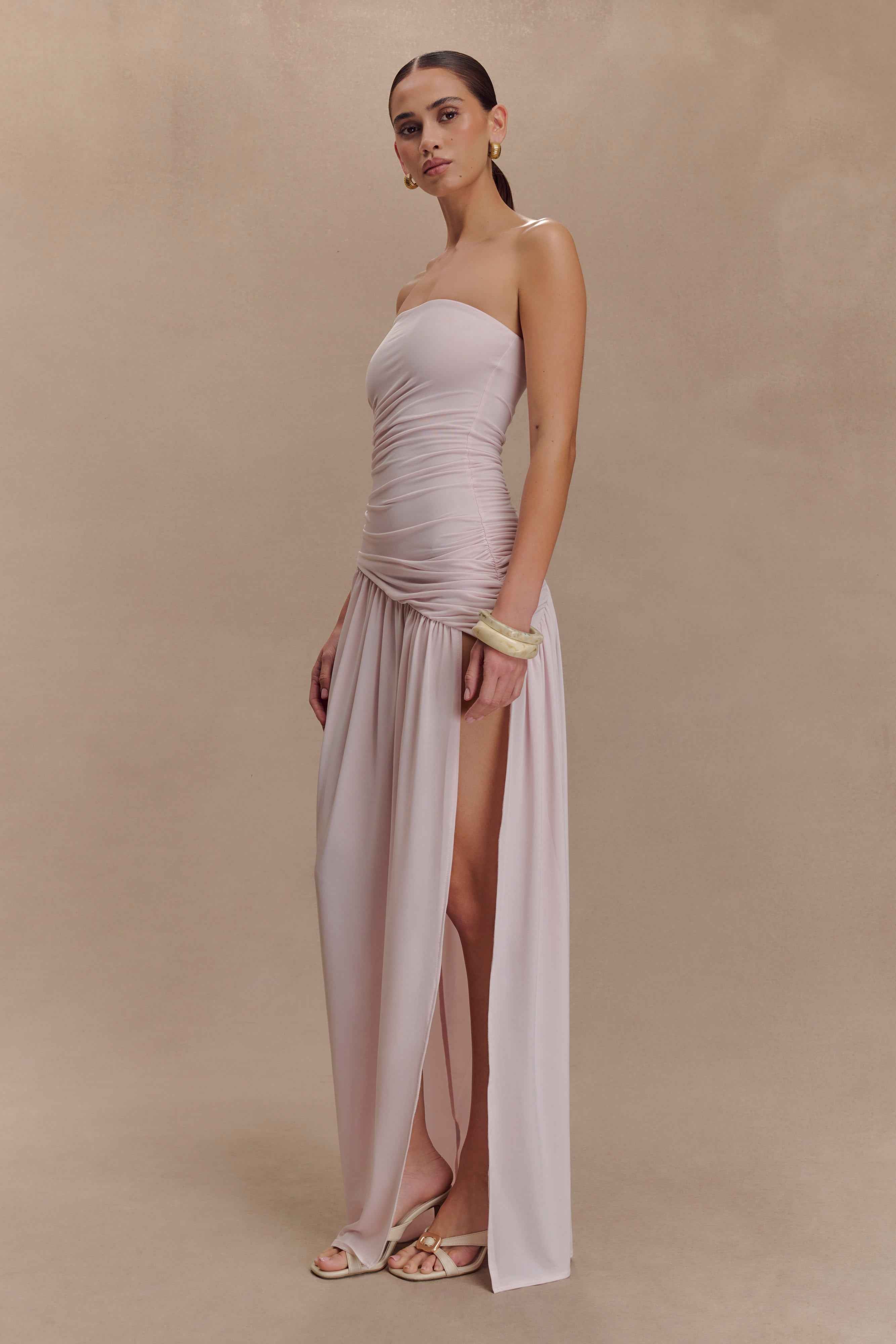 Cornelia Pale Pink Strapless Maxi Dress