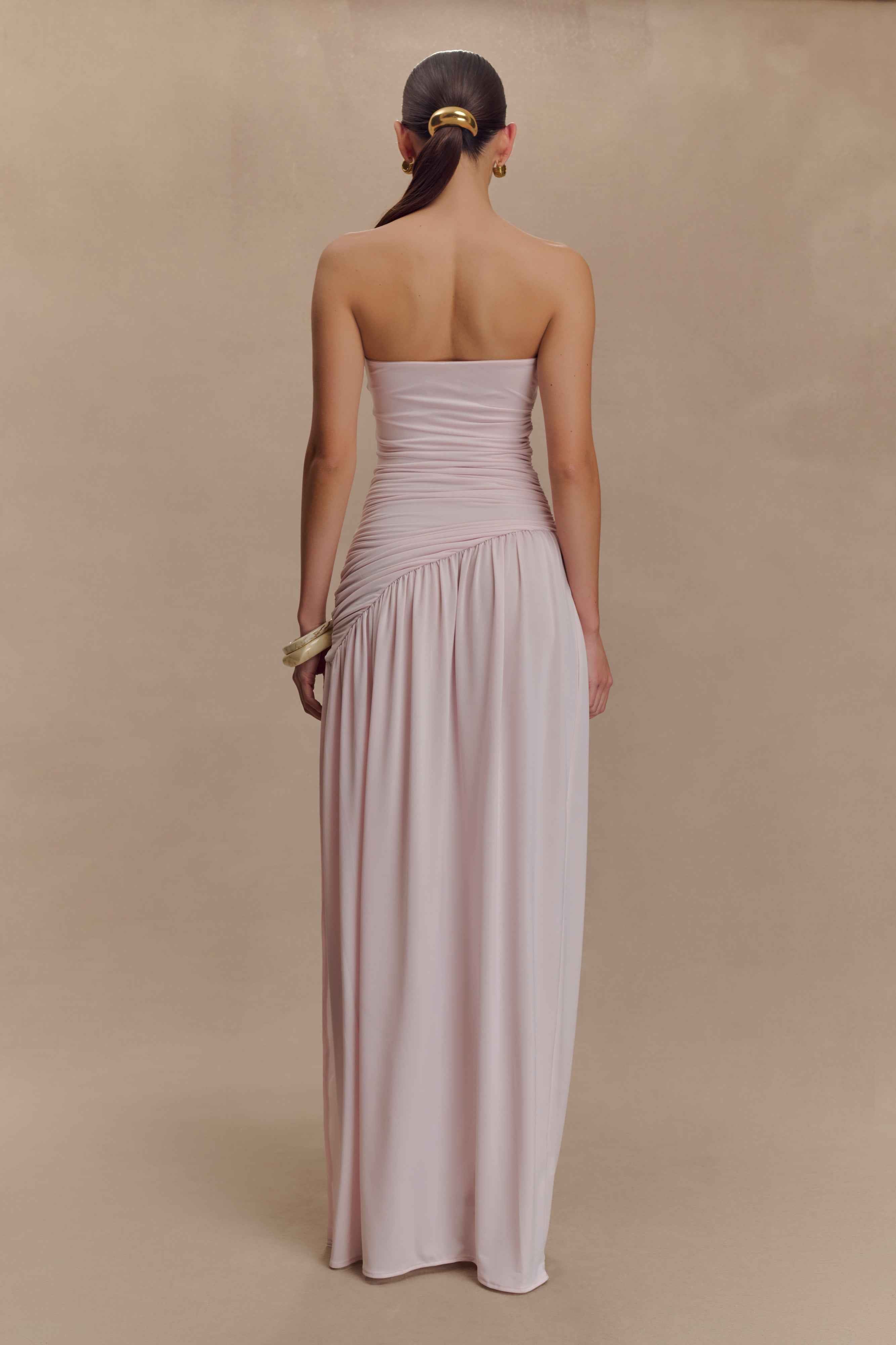 Cornelia Pale Pink Strapless Maxi Dress