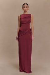 Henley Wine Slinky Maxi Dress